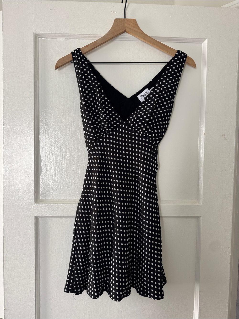 Princess Polly Black Polka Dot V-Neck Dress